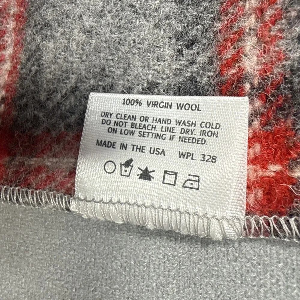 Faribault Woolen Mill Target 100% Virgin Wool Scarf Gray Red Plaid 72x10 NWT USA
